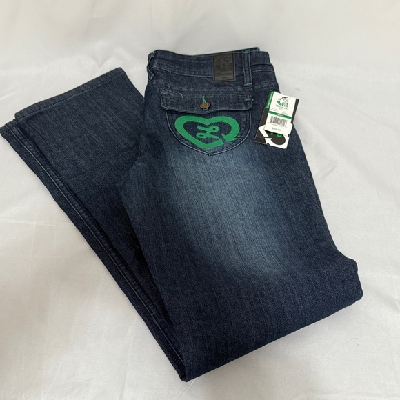 Luxinie Women's Boot Cut Jeans Green Accent Pockets - Picture 2 of 10